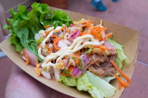 Roasted Pork Lettuce Wrap w/ Kimchi Slaw     